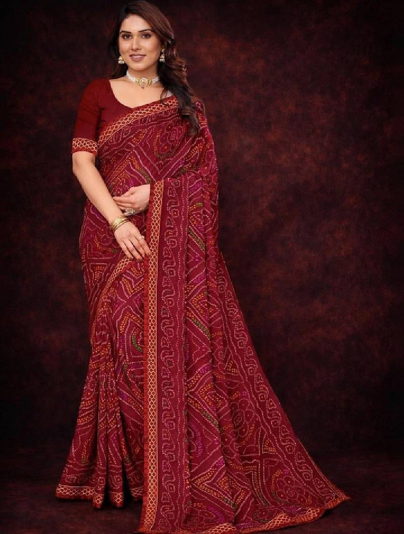 Bandhani poly georgette bandhani saree