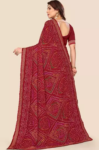 Bandhani poly georgette bandhani saree