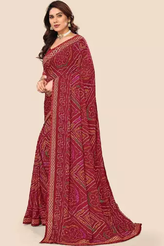 Bandhani poly georgette bandhani saree