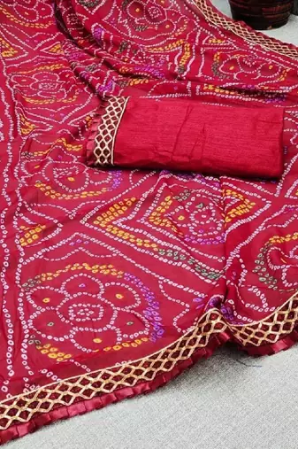 Bandhani poly georgette bandhani saree