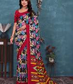 Floral pure georgette bandhani saree