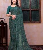 Bandhani beads and stones poly georgette bandhani saree