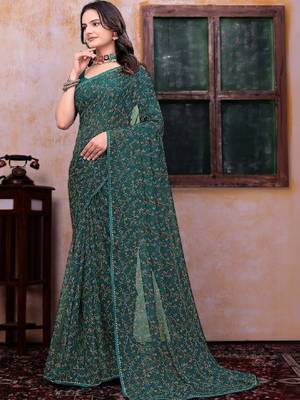 Bandhani beads and stones poly georgette bandhani saree 3