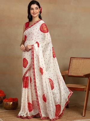 Bandhani gotta patti poly chiffon bandhani saree 1