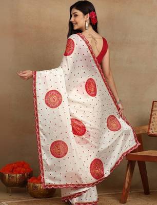 Bandhani gotta patti poly chiffon bandhani saree 2