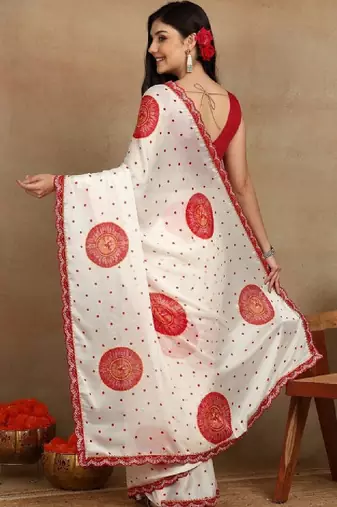 Bandhani gotta patti poly chiffon bandhani saree