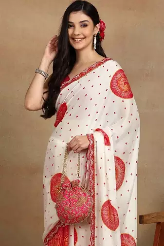 Bandhani gotta patti poly chiffon bandhani saree