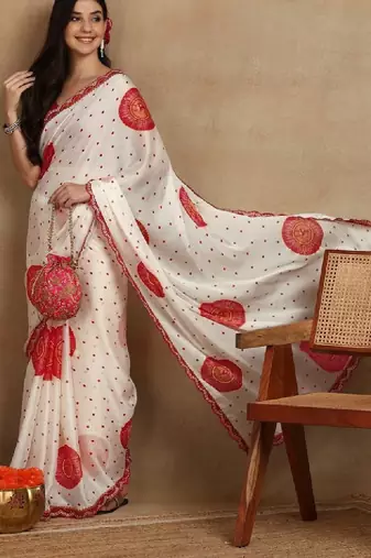Bandhani gotta patti poly chiffon bandhani saree