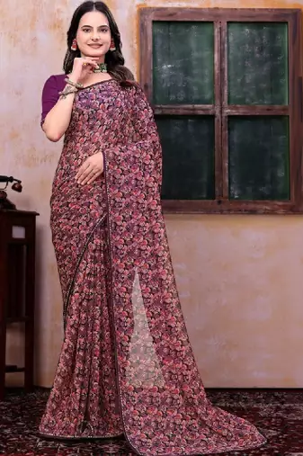 Poly georgette bandhani saree