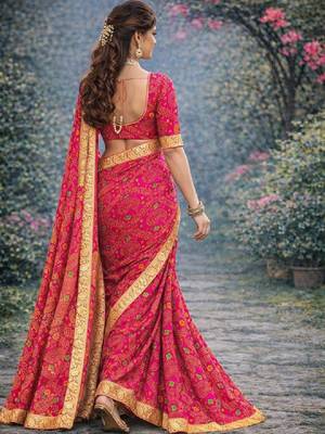 Bandhani zari poly georgette bandhani saree 2