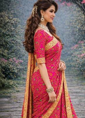 Bandhani zari poly georgette bandhani saree 3