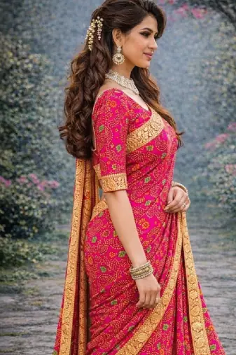 Bandhani zari poly georgette bandhani saree
