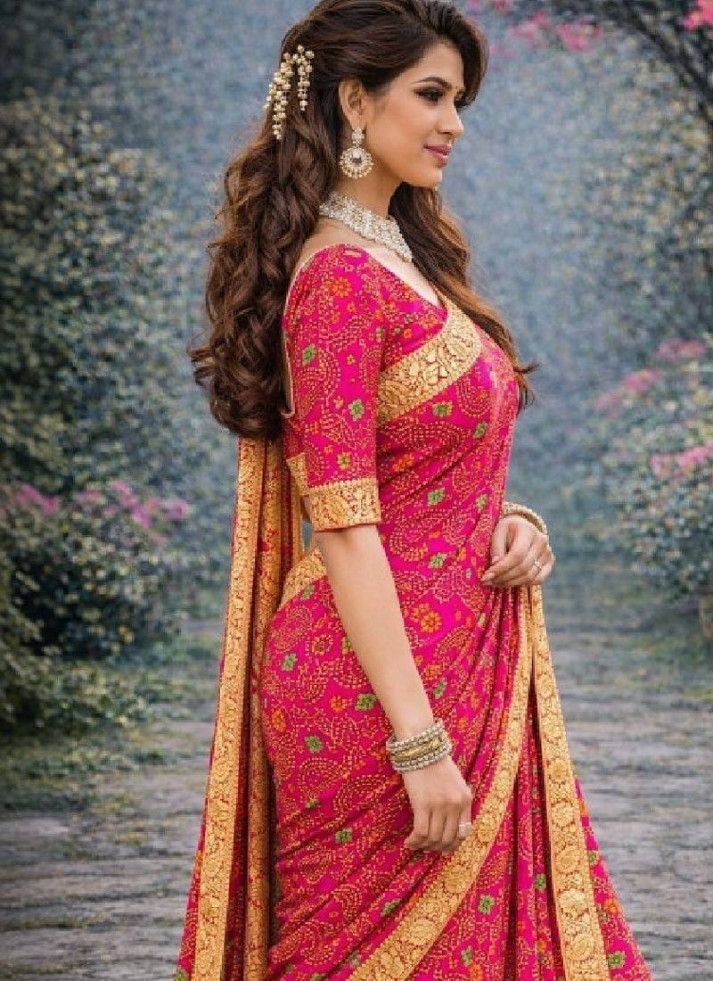 Bandhani zari poly georgette bandhani saree