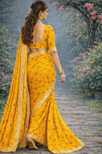 Bandhani zari poly georgette bandhani saree