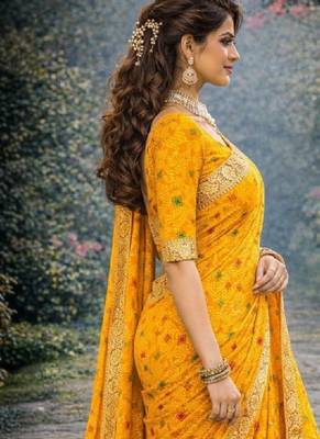 Bandhani zari poly georgette bandhani saree 3