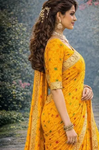 Bandhani zari poly georgette bandhani saree