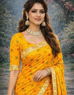 Bandhani zari poly georgette bandhani saree 4