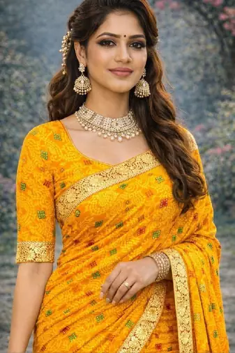 Bandhani zari poly georgette bandhani saree
