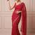 Red striped embroidered designer leheriya saree with unstiched blouse