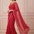 Red striped embroidered designer leheriya saree with unstiched blouse