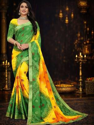 Batik poly georgette bandhani saree 1