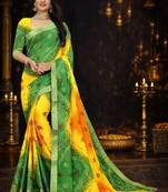 Batik poly georgette bandhani saree