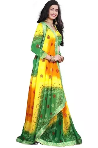 Batik poly georgette bandhani saree