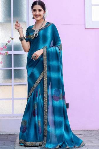 Poly georgette bandhani saree