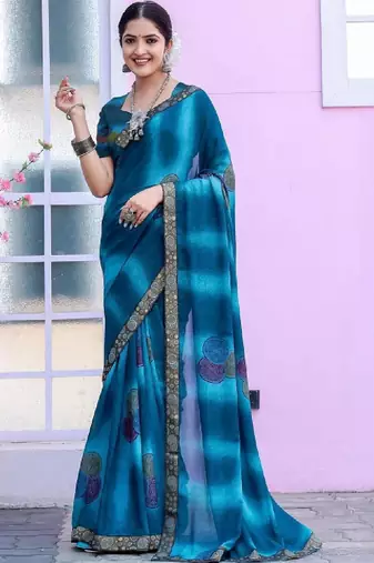 Poly georgette bandhani saree