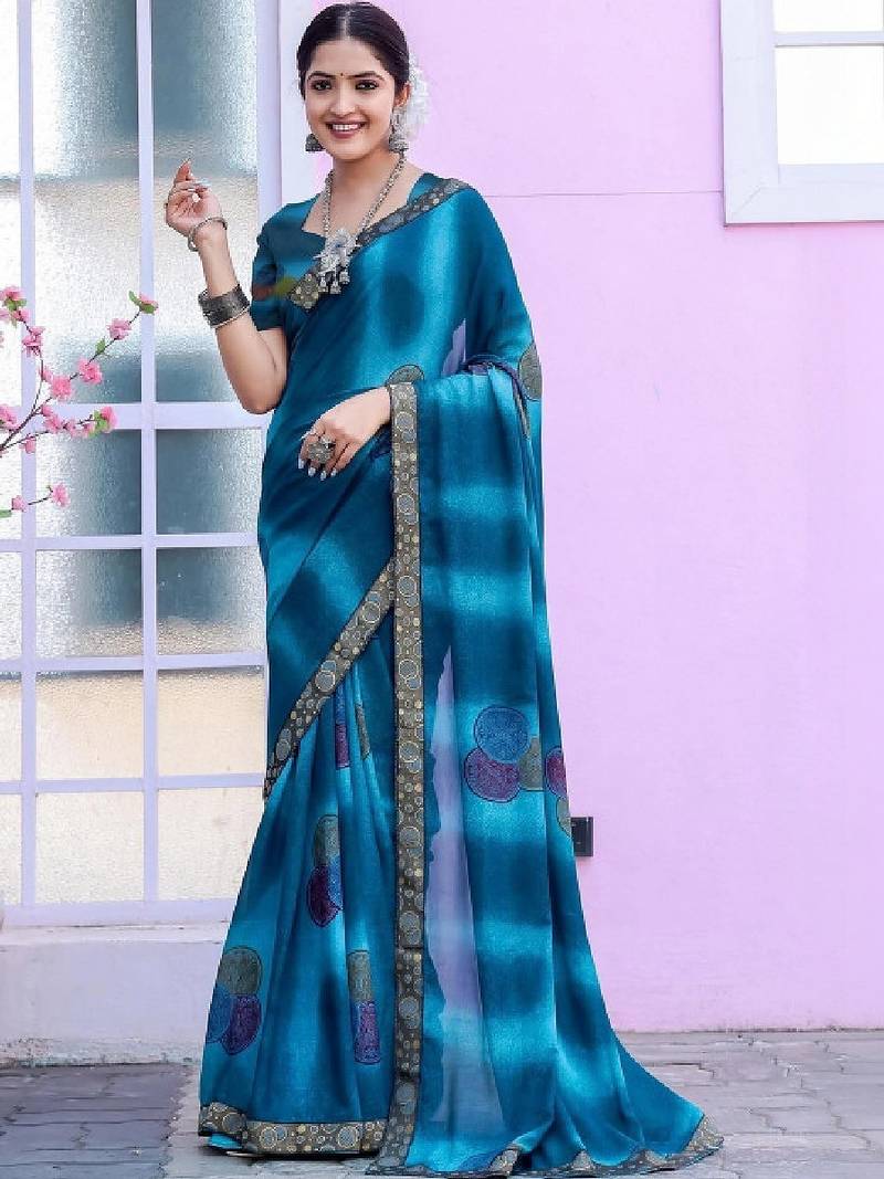 Poly georgette bandhani saree