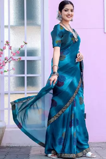 Poly georgette bandhani saree