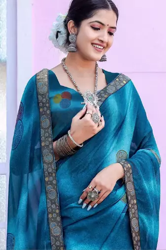 Poly georgette bandhani saree
