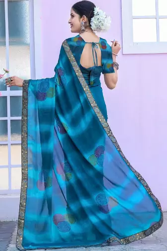 Poly georgette bandhani saree