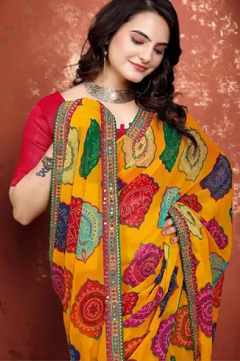 Bandhani pure chiffon bandhani saree