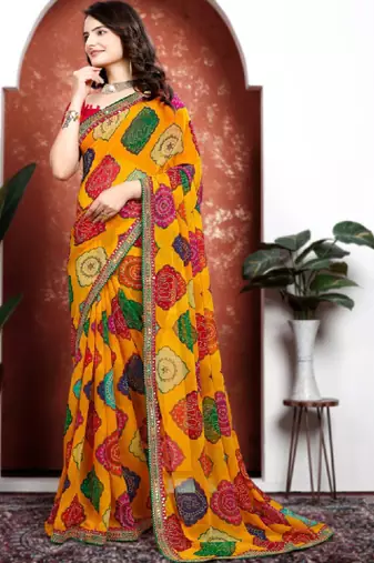 Bandhani pure chiffon bandhani saree