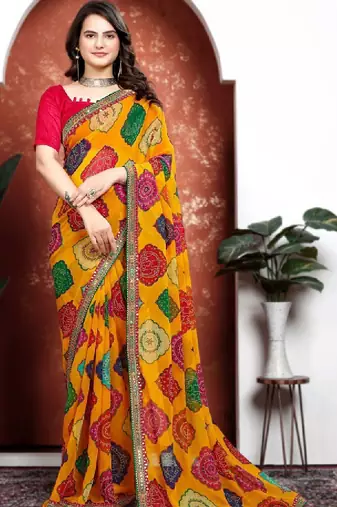 Bandhani pure chiffon bandhani saree