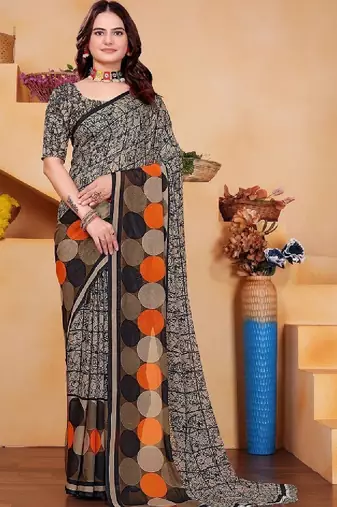 Pure georgette bandhani saree