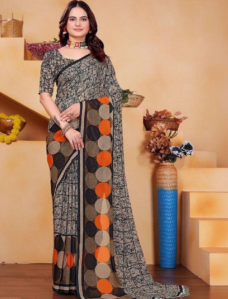 Pure georgette bandhani saree