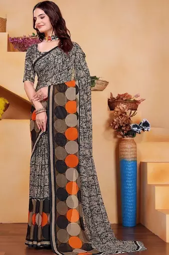 Pure georgette bandhani saree