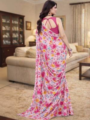 Floral pure georgette bandhani saree 2