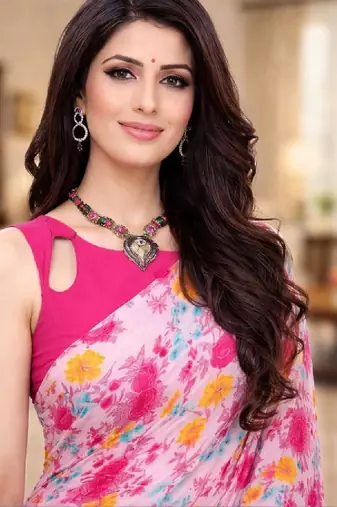 Floral pure georgette bandhani saree