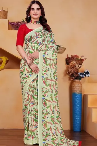 Pure georgette bandhani saree
