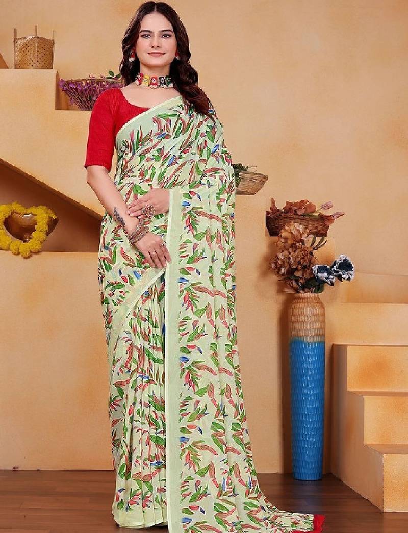 Pure georgette bandhani saree