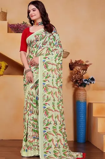 Pure georgette bandhani saree