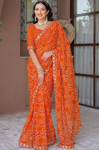 Bandhani pure chiffon bandhani saree