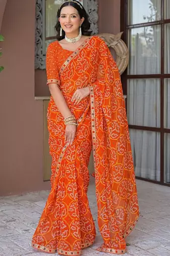 Bandhani pure chiffon bandhani saree