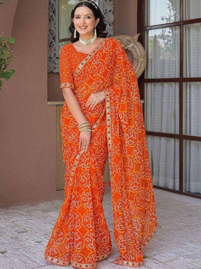 Bandhani pure chiffon bandhani saree