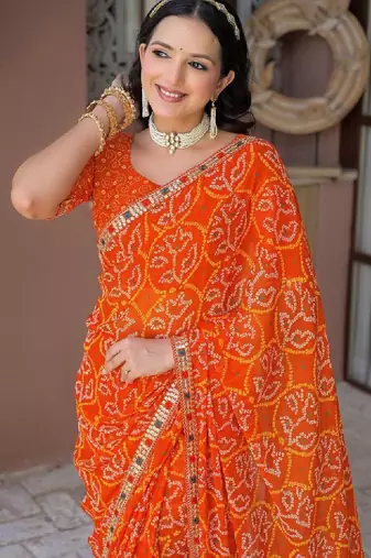 Bandhani pure chiffon bandhani saree