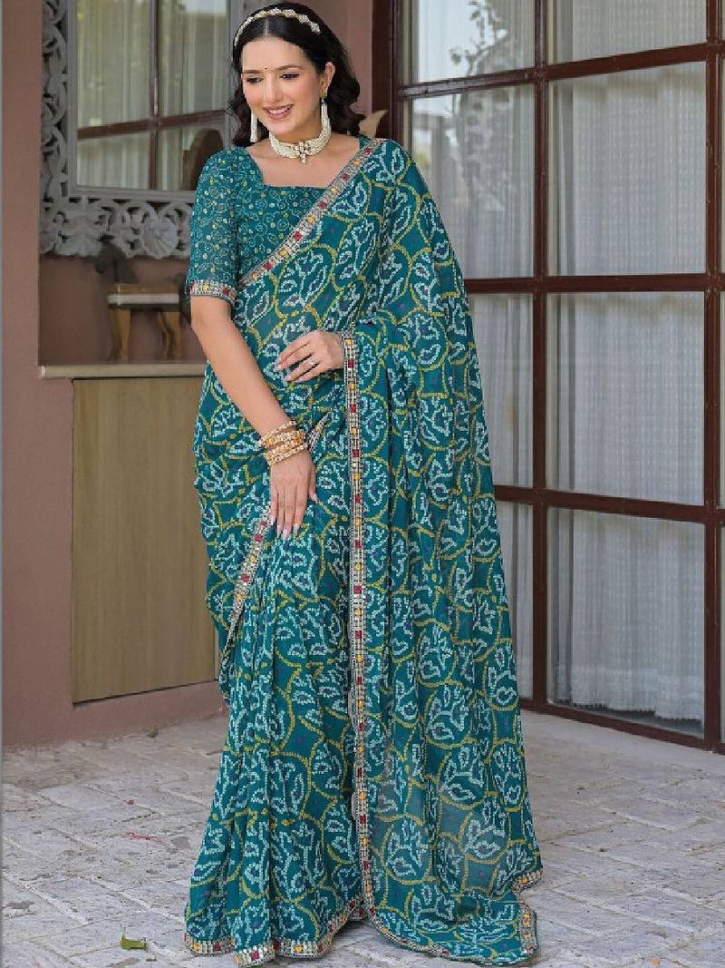 Bandhani pure chiffon bandhani saree