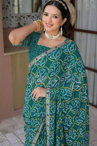 Bandhani pure chiffon bandhani saree